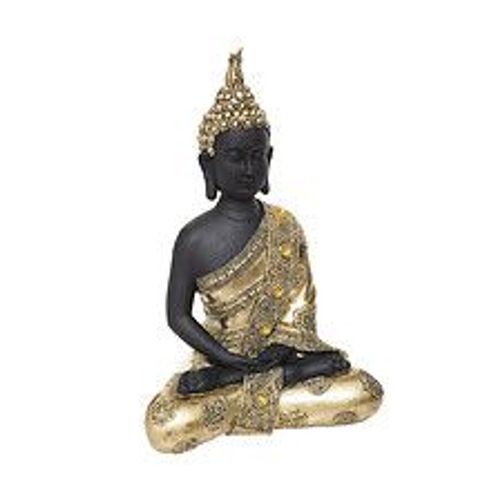 Statue d?corative Bouddha assis en r?sine dor?e H 34 cm