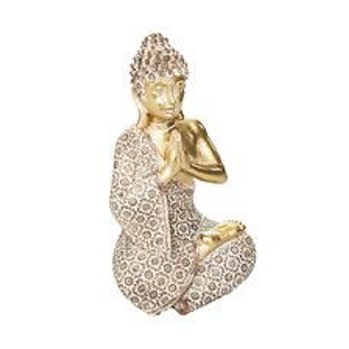Statue d?corative Bouddha Assis en r?sine dor?e H 19.5 cm