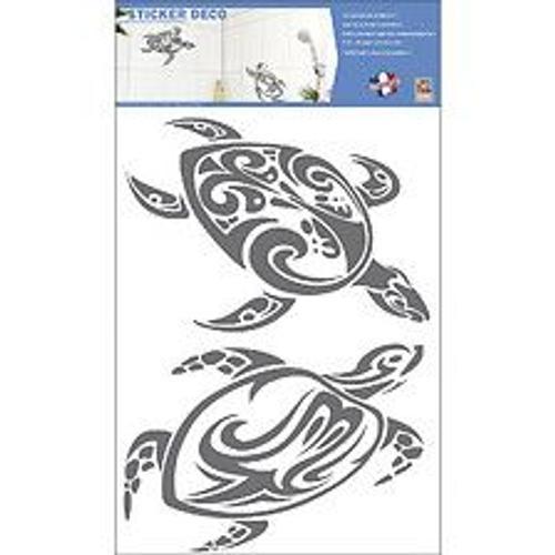 Sticker autocollant d?coratif, illustration de 2 tortues fa?on tribal, 68 cm X 48 cm