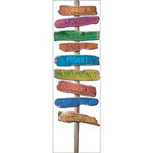 Sticker panneau trompe l'oeil adh?sif, panneau directionnel corse propriano, ajaccio, calvi, bastia, figari, bonifacio, porto vecchio, 60 cm X 180 cm