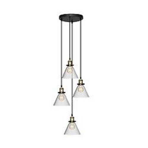 Luminaire Suspension 4 Lampes En M?Tal Et Verre H 80 Cm