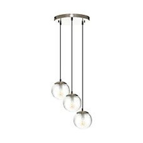 Luminaire Suspension 3 Lampes En M?Tal Et Verre