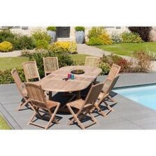 Harris - Table De Jardin 10/12 Personnes - Ovale Double Extension 200/300120 Cm En Bois Teck