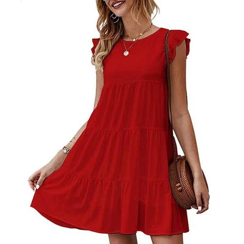 Robe Unie De Couleur Rouge