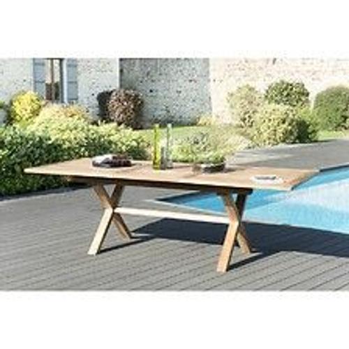 Harris - Table De Jardin 8/10 Personnes - Rectangulaire Pieds Crois?S Extensible 180/240x100 Cm En Bois Teck