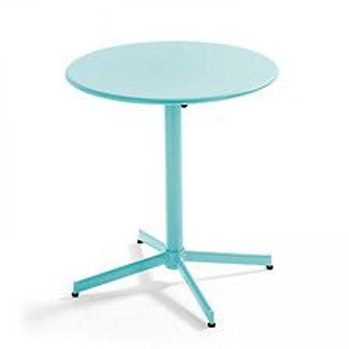 Table De Jardin Ronde Bistro Inclinable En Acier Turquoise 70cm