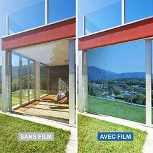Dimexact Film Miroir Sans Tain Adh?sif Pour Anti Regard, Pour Vitre Inf?rieure ? 1,2 M?, Bleu Glass, De L : 1.52 M X H : 2 M, En Rouleau