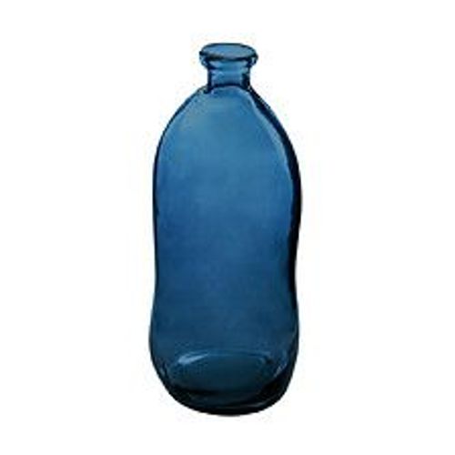 Vase bouteille en Verre recycl? Bleu orage H 73 cm