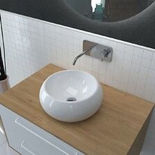 Vasque ? poser en c?ramique blanche ronde - 40x15cm - POP BOWL