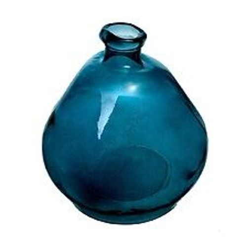 Vase rond en Verre recycl? Bleu orage H 50 cm