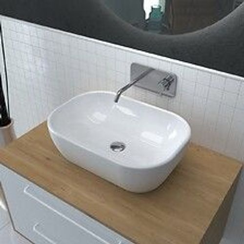Vasque rectangle blanche en c?ramique ? poser - 46x33x13.5cm - POP CRIB