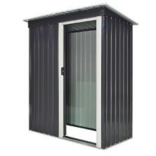 Abri De Jardin - Remise Pour Outils - Cabanon Porte Verrouillable - Dim. 163l X 89l X 182h Cm - Tôle D'acier Noir Blanc