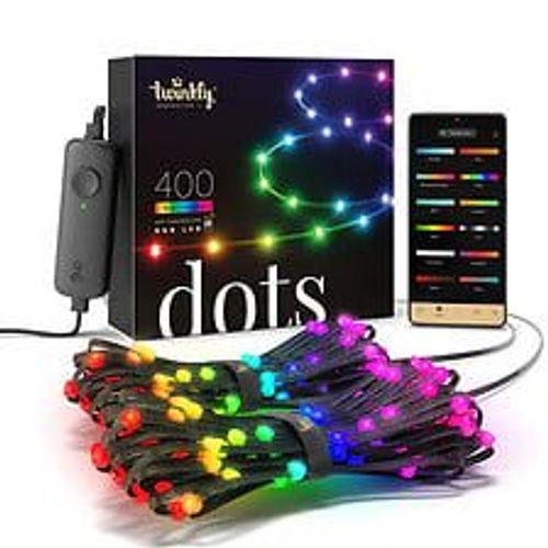 Twinkly Dots ? Guirlande Lumineux Flexible Contrôlé Par Une Application Avec 400 Leds Rgb 20 Mètres. Fil Noir.  Intérieure Et Extérieure-Twinkly