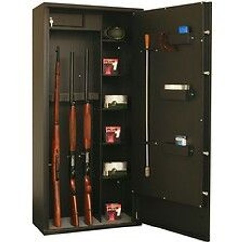 Armoire 12 Fusils  Et 5 Étagères + Coffret Interne - Serrure À Clé - Fortify Delta 12