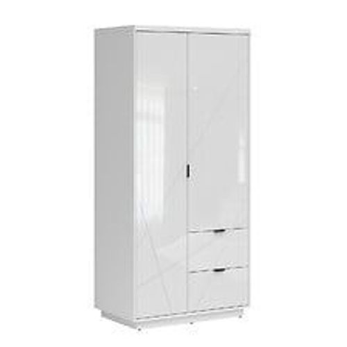 Armoire 2 Portes 2 Tiroirs Sven Blanc