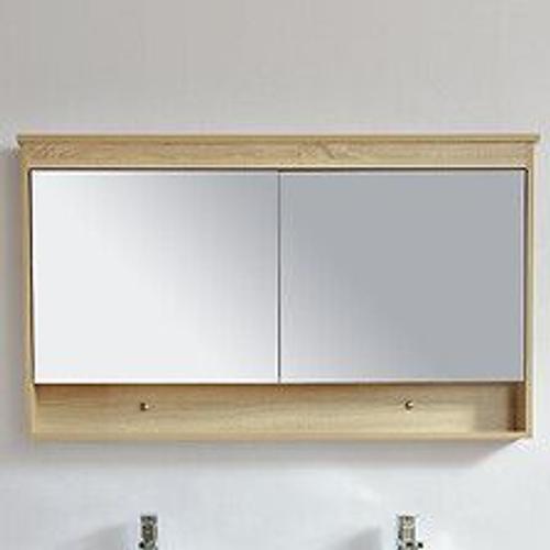 Armoire De Toilette Bloc-Miroir 120 Cm Typo Finition Mélaminé Chêne 114 Cm