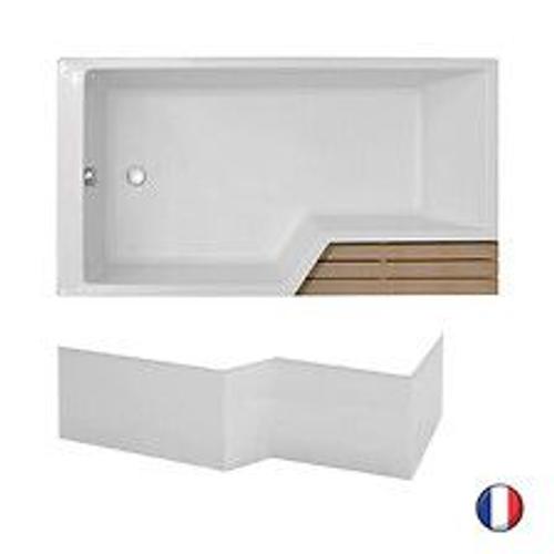 Baignoire bain douche compacte Neo + tablier de baignoire, 160 X 70/90 version gauche