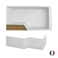 Baignoire bain douche compacte Neo + tablier de baignoire, 160 X 70/90 version droite