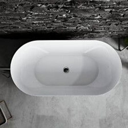 Baignoire îlot design ovale LISBON blanche 160 cm Brillant