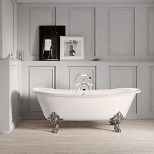 Baignoire sur pieds en fonte BRADFORD Blanche 180 cm Pieds chromés