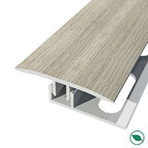 barre de seuil + base joint dilatation aluminium coloris (73) Chêne blanc gris Long 90 cm larg 3,5cm Ht 1cm