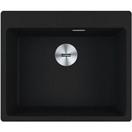 Franke Maris MRG 610-54 Evier à encastrer 59x50cm, avec bonde et siphon gain de place, en Fragranit+, Noir mat + Cache bonde