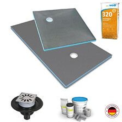 Receveur à carreler Fundo Primo, écoulement excentré + bonde verticale + kit d étanchéité et colle 320, 140 X 90