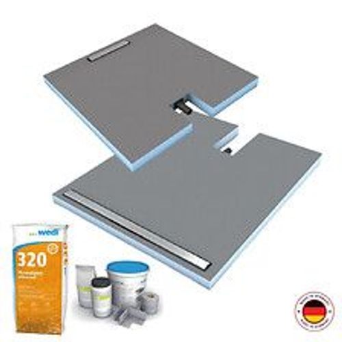 Receveur à carreler Fundo Plano Linea écoulement linéaire et bonde intégrée + colle 320 + kit d étanchéité, 120 x 90 barrette courte, rectangle