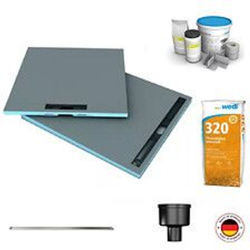 Receveur à carreler Fundo Riolito Neo + barrette + bonde verticale + kit d étanchéité et colle 320, 120 X 80