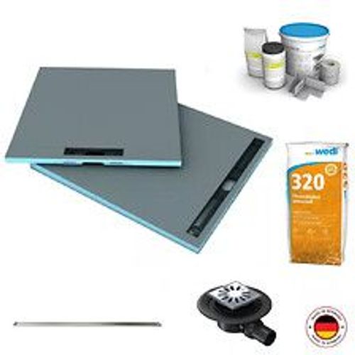 Receveur à carreler Fundo Riolito Neo + barrette + bonde horizontale + kit d étanchéité et colle 320, 120 X 80