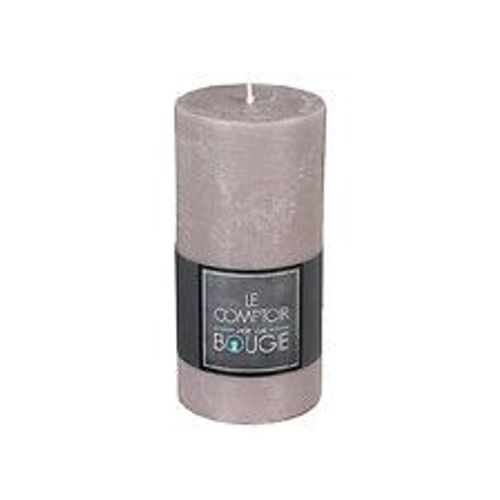 Bougie rustique cylindrique taupe H14
