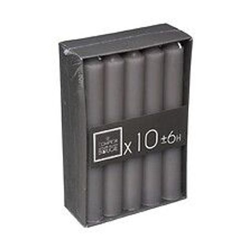 Lot de 10 Bougies Bâtons Gris H 16 cm