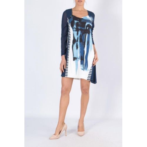 Belle Robe À Motifs Blanc Et Bleu