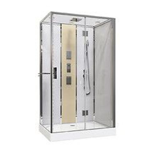 Cabine hydromassante SÖREN - Sans silicone - 120x80cm - Chromé - En kit