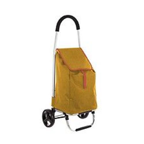 Chariot de courses pliable en Alu 2 Roues Grande capacité 51 L   Jaune Moutarde