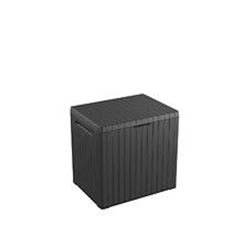 Coffre de jardin résine City cube gris, 57,8 x 44 x H.54.8 cm