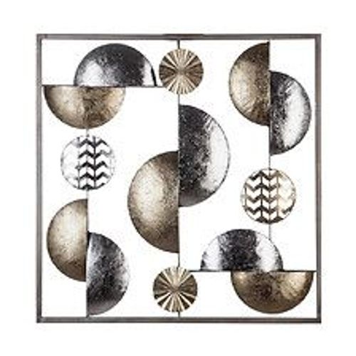 Décoration murale en métal Or et Argent 50 x 50 cm