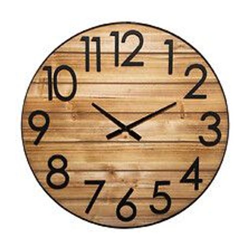 Grande Pendule murale silencieuse en Bois et Métal 3D D 70 cm