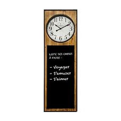 Grande Pendule murale silencieuse avec Mémo Ardoise H 115 cm