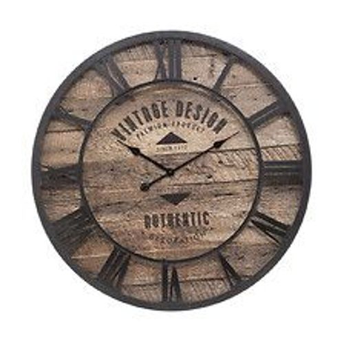 Grande Pendule murale en métal industriel Vintage design D 80 cm