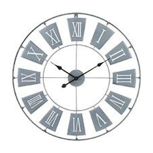 Grande Pendule murale en métal Gris Clair D 76 cm
