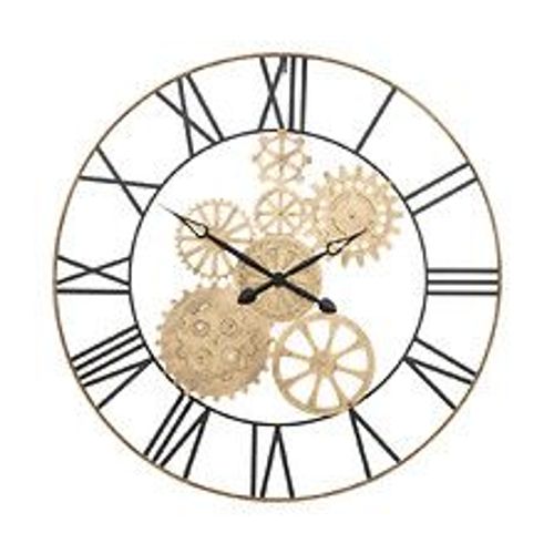 Grande Pendule murale en Métal Doré D 90 cm
