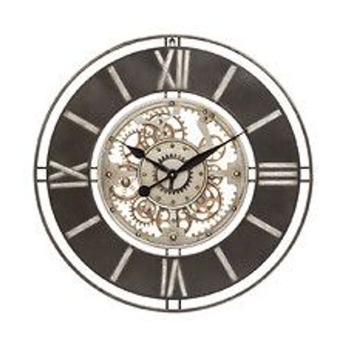 Grande Pendule murale en Métal Doré D 70 cm