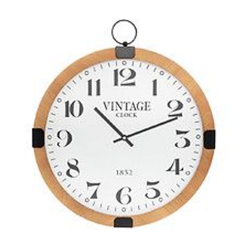 Pendule murale en bois forme gousset D 38 cm