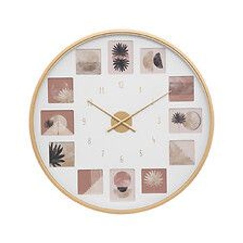 Pendule murale Pêle-mêle en Métal Doré D 76,5 cm