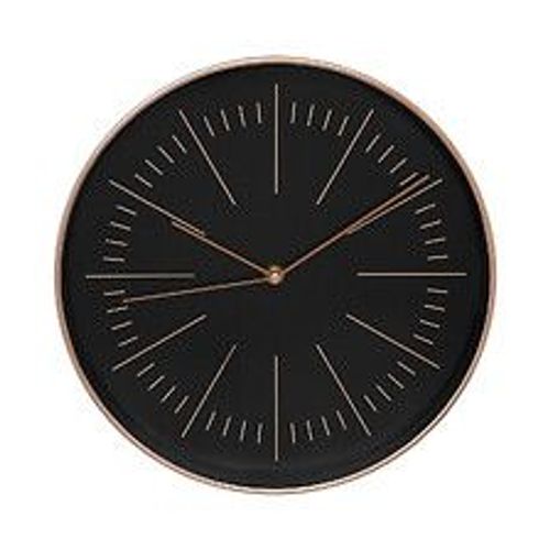 Pendule murale moderne bicolore Noir et Cuivre D 30 cm