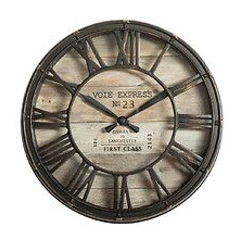 Pendule murale marron rétro et vintage D 21 cm