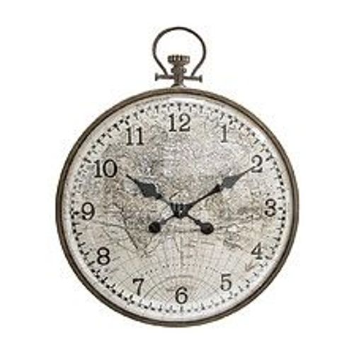 Pendule murale en métal rétro et verre bombé D 55 cm