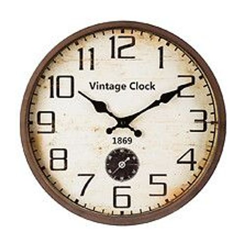 Pendule murale en métal marron rétro et vintage D 30 cm