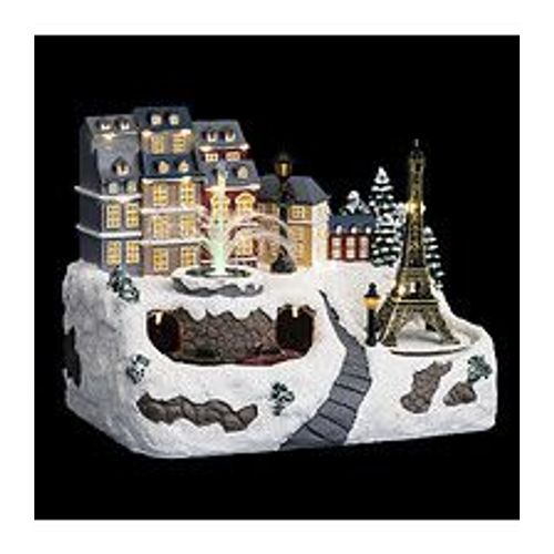 Village de Noël lumineux et animé Fontaine et Tour Eiffel